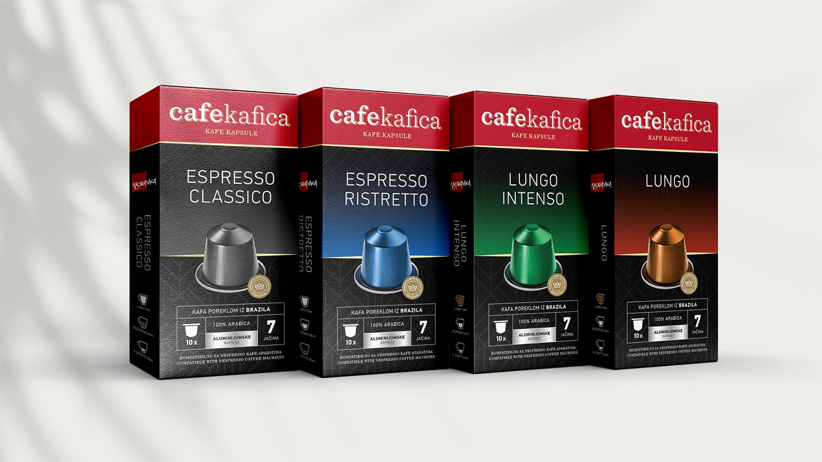 cafekafica coffee capsule cartons, four blends