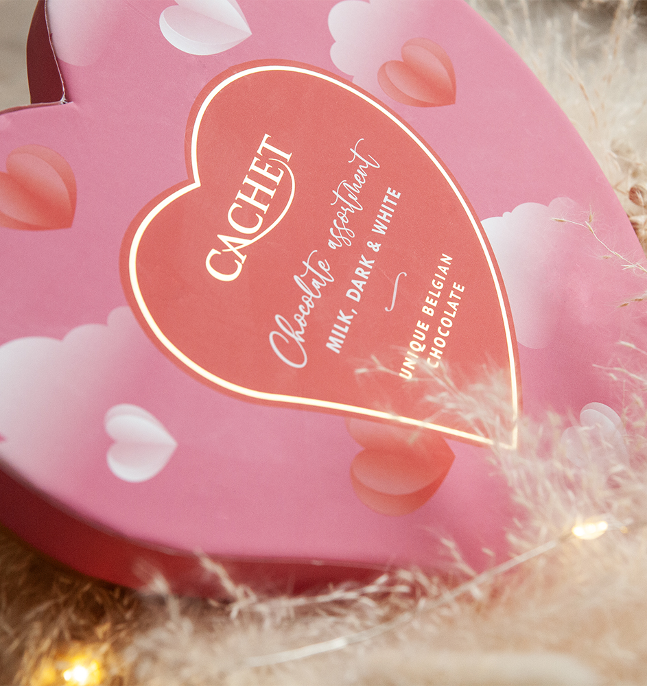 Cachet heart-shaped chocolate assortment box