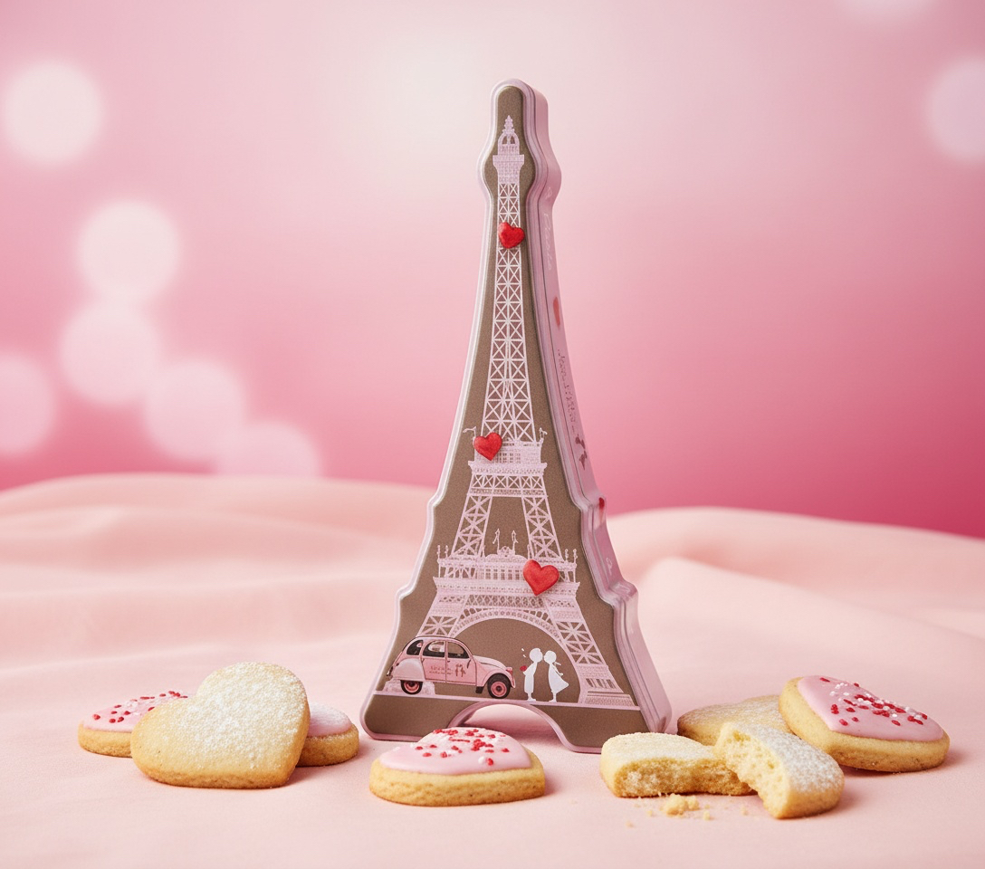 Eiffel Tower shaped biscuit tin