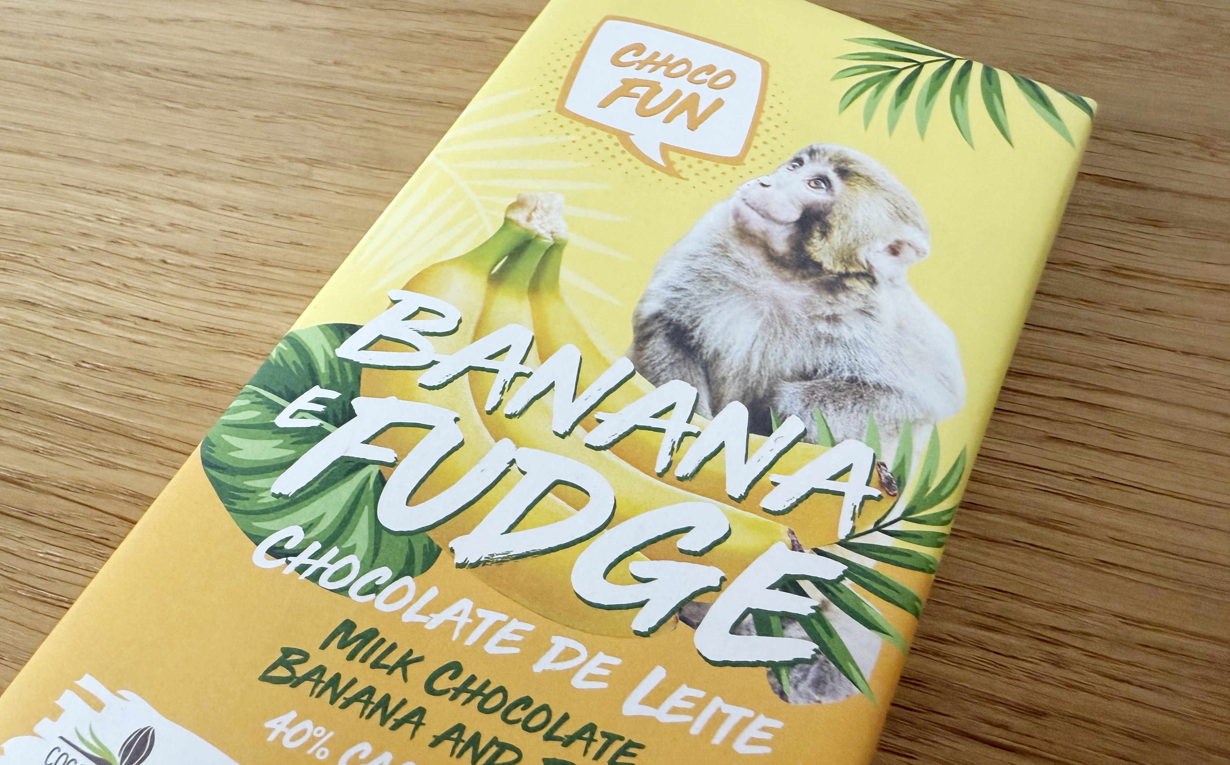 ChocoFun Banana e Fudge milk chocolate bar